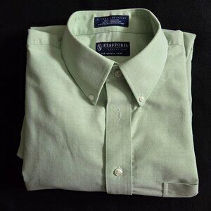 Stafford Men's Short Sleeve Dress Shirt Button-Down Collar 16.5 Light Green (7)